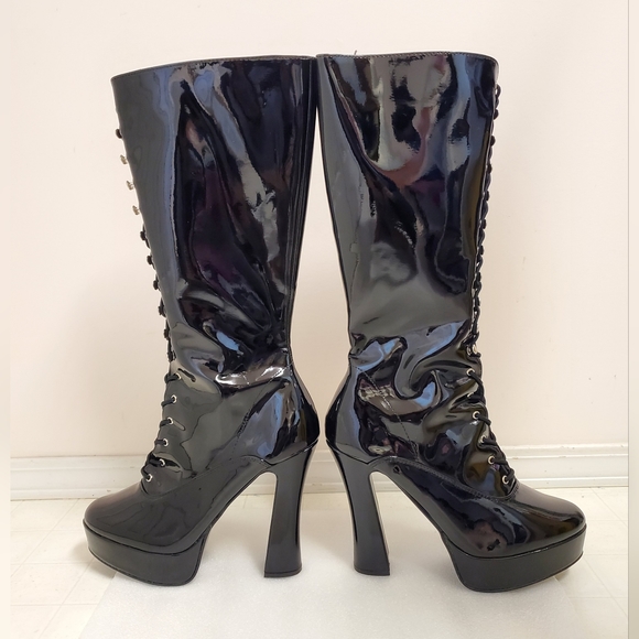 PLEASER ELECTRA-2020 BOOTS BLACK PATENT - Picture 11 of 14